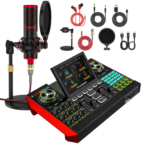 【Live Exclusive】Tenlamp G10-P15 Sound Card Kit with Condenser Mic, Pro Audio Mixer with Voice Changer & Noise Reduction for Streaming, Podcasting & Gaming #SummerWins #DealsForYouDays