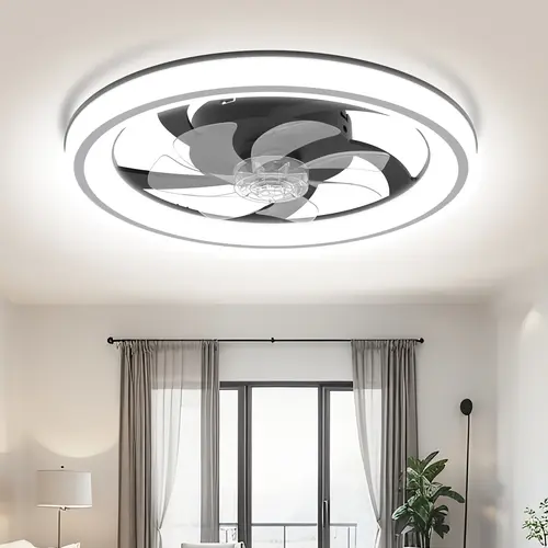 VALLERICO Modern Flush Mount Fan-Light Combo with Remote - 6-Speed Quiet Motor, Dimmable LEDs, Adjustable Color Temp, Forward/Rev Flow, Fan for Bedroom, Bedtime Cozy Light, Indoor Use,Black Friday