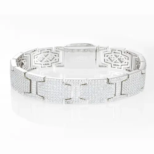 【#B389】UCCIYO 14MM Width S925 Sterling Silver Link Chain Pretty Bracelet - Unisex Elegant Adults' Jewelry by Guangzhou Qunpeng Jewelry Co., Ltd., Unique Design, High-Quality Accessory with Exquisite Sparkling Synthetic Moissanite