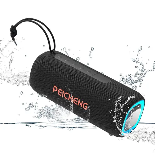 PEICHENG Compact Multifunction Bluetooth Speaker - HD Surround Stereo Sound, BT5.3, TWS Pairing, Waterproof, Durable Colorful Rainbow LED Lights, Long-Lasting Battery, Multi-Device Compatible, Ideal for Home Parties, Outdoor Use, Father's Day Gift