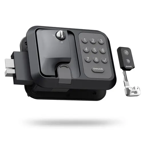 Metal RV Keyless Entry Door Lock with Code Entry, Key Pad Dead Bolt Locks, 2 Remotes for Travel Trailers & 5th Wheels