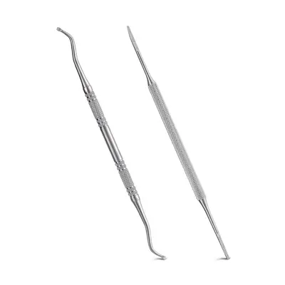 2PCS Stainless Steel Ingrown Toenail File & Lifter Pack with Storage Case, Professional Double-Sided Nail Care Tool for Sensitive Nails, Manicure & Pedicure Gift