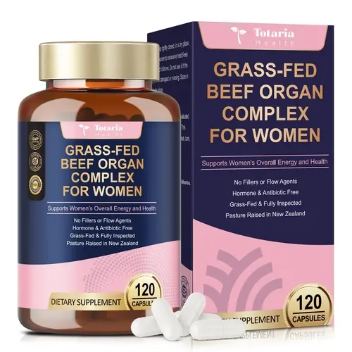 Beef Organ Supplement for Women - Beef Liver, Kidney, Heart,Uterus Tissue - Balance Hormones & Women's Overall Energy - Grass Fed, Pasture Raised - Natural Iron Supplement with Folate - 120 Capsules