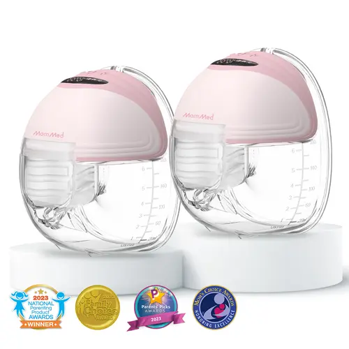 MomMed Wearable Breast Pumps, Hands Free Breast Pump S21 With Strong Suction, Low Noise & LED Display, Full In Bra Portable Electric Breast Pump with 3 Modes & 12 Levels Nursing Feeding Care