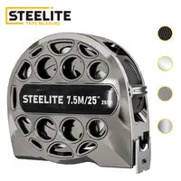 Steelite Metal Gauge Tape Measure - 25ft/7.5m Stainless Steel Retractable Ruler with Fraction Markings, Portable Work Tool for Household Woodworking, Tools and Gadgets, Father Gifts