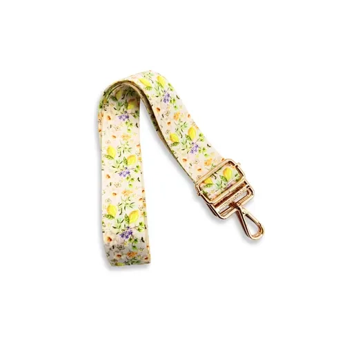 Elegant Adjustable Lemon Floral Bag Strap with Gold Hardware Glow, Fresh Accessory for Women's Everyday Purses