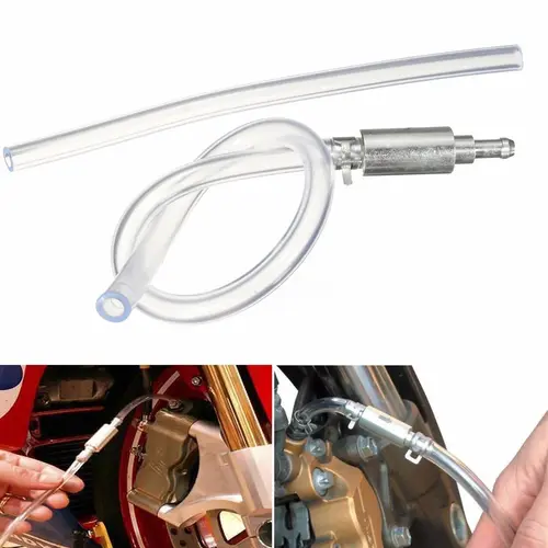 2026 Upgraded Universal Brake Fluid Bleeder Kit - Hydraulic Brake Hand Tool with 1-Way Valve, Soft Tube, Hose + Clip, Metal Clips for Car & Motorcycle Clutch Hydraulic System Maintenance