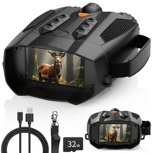 MINENER 4K Night Vision Binoculars - 10X High Definition Digital Camera, 32GB SD Card, Rechargeable Camping Gear for Wildlife Observation, Cool Gifts for Adults & Unique Mens Guys Gifts