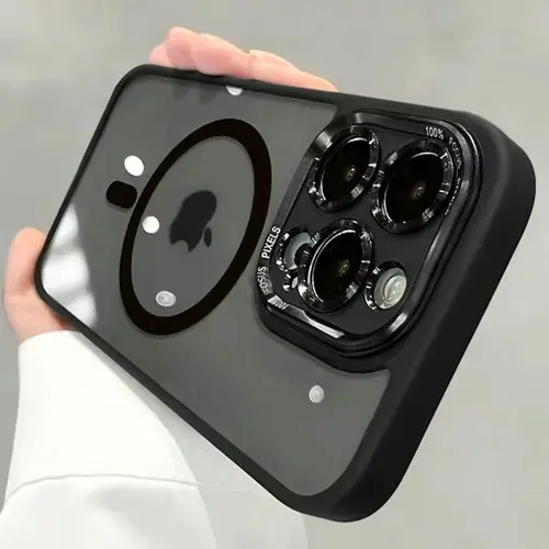 Magnetic Magsafe-Compatible Transparent Polycarbonate Metal Frame Phone Case - Soft TPU, Shock Absorption, Scratch Resistant, Anti-Fall, Non-Yellowing, Durable, Wireless Charging Support for 12/13/14/15/16 Pro Max/Pro/Plus, Magnetic Mounts Accessory