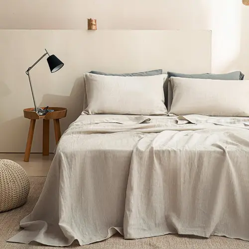 Simple&Opulence 100% Linen Sheet Set, Natural French Linen Bed Sheets, Breathable Soft Durable Bedding Set for All Season, mothersdaygift Easy Care Moisture Absorption, memorial day,summerwins