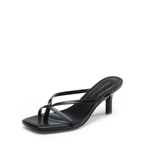 【Deals For You Days】DREAM PAIRS Women's Kitten Heel Flip Flops - Open Square Toe Thong Strap Sandals, Comfy Sexy Fashion Shoes for Party, Casual Wear, Kitten Heels