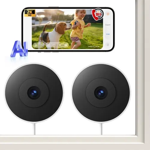 4MP Sensor AI Wireless Indoor Security Camera - Video Surveillance Camera with 2.4G/5Ghz WiFi, AI Behavior Detection, Intelligent Sensing, Low-Light Full-Color Night Vision, Motion Alerts, 2-Way Audio, App Control