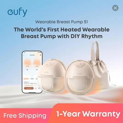 eufy S1-S1 Pro Wearable Breast Pump - Hospital Grade Pump, Heated, Hands-Free, Automatic, BPA Free, Food-Grade Materials, 300 mmHg Suction, Boosts Output, Breastfeeding Supplies (Flash Sales)