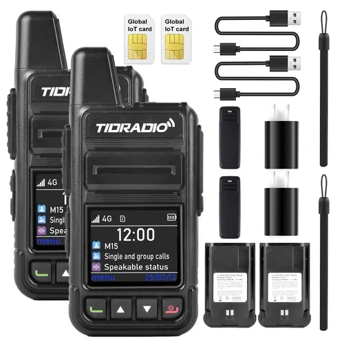 TIDRADIO TD-M15 4G Network Global POC Radio with 1 Year Sim Card Walkie Talkie Long Range 5000 Miles for Hiking and Camping,back to school,back to school haul