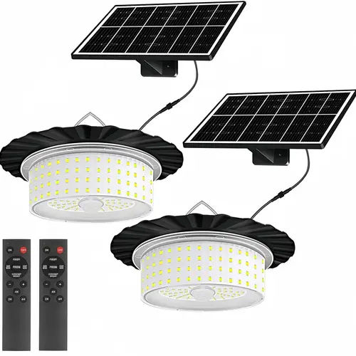 Summerwins Adjustable Solar Shed Pendant Light - Portable Outdoor 244-LED 360° Glow Waterproof Fixture with Remote Control & Auto Shut-Off, Solar Garden Lights for Barns, Backyards, Basements , solar outdoor lights,  pool lights