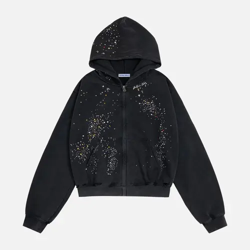 Aelfric Eden Hotfix Rhinestone Star Zip Up Hoodie Vintage Washed Hoodies Streetwear Hooded Sweatshirts Jackets Unisex zip up hoodie,father'sdaygifts