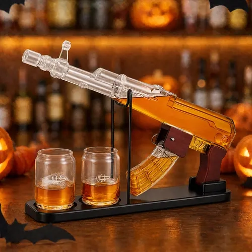 Man Cave Bar accessories,Unique Gifts for Men,Dad,Kollea Decanter Sets with Elegant Gift Box,Detachable Magazine&2 Bullet Shot Bottles,Empty Decanter,Elegant Glassware,Liquor Dispenser for Bar,Anniversary&Birthday Gifts,Home Decor,sohochic giftideas