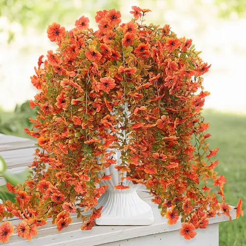 LVZHIYUAN 2 PCS Faux Silk Daisy & Eucalyptus Hanging Plants - UV-Resistant Long Climbing Vines, Realistic Decorative Flowers for Outdoor/Indoor Balcony Home Decor