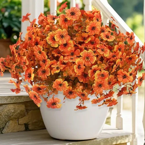 12 Bundles UV-Resistant Artificial Daisy Cuttings Home Decor Items - Plastic Daisies, Silk Chrysanthemums, Eucalyptus Hang-Ready Vines, Fall Green Plants - Artificial Fall Floral Arrangement for Indoor/Outdoor Home, Balcony, Porch Patio