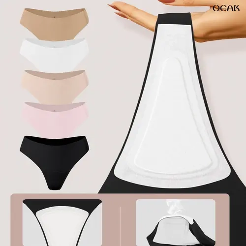 OEAK 3PCS Camel Toe Cover Thongs for Women G-String Seamless Solid Color Comfortable Underwear Womenswear Everyday Panties