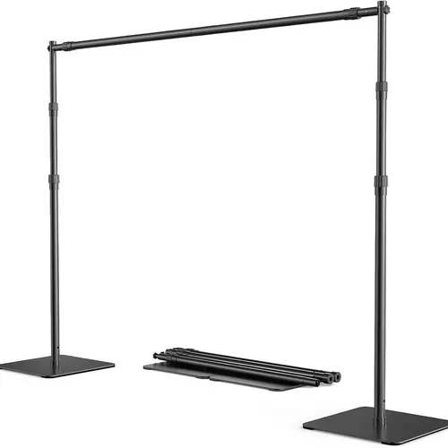 Heavy-Duty Metal Photo Backdrop Stand Kit, 8x10 ft Adjustable Photography Equipment with Steel Base, Easy-to-Assemble Muslin Backdrop Accessories & Clamps for Photo Studios, Birthday Parties