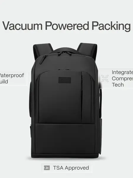 AVIO | Apex Vacuum Backpack, Expandable 19-25L Travel Backpack with Compression System, Carry On Size, Waterproof 900D, Laptop Backpack with Multiple Compartments