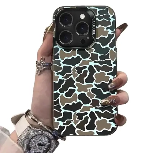 Camouflage Vintage Sitka Smartphone Case for iPhone 7-17 Pro Max Plus, Cellphone Accessory with Frost PC Back, Matte Flexible TPU Bumper, Anti-Fall Shockproof Dustproof Oil-Resistant Protection
