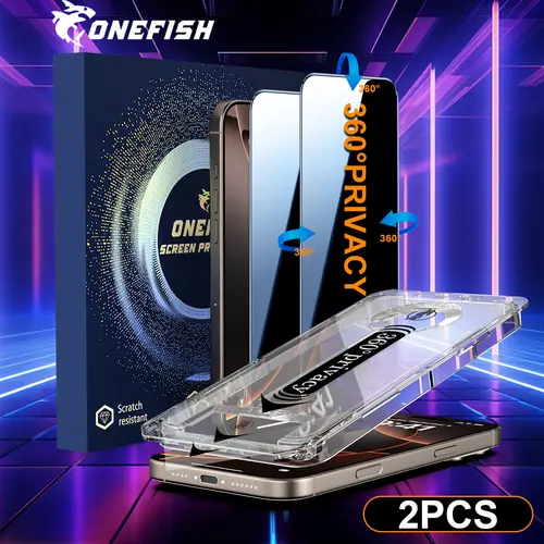 [2PCS] One Fish Deluxe 360° [4 Sides privacy] Screen Protector [UP, DOWN, LEFT, RIGHT] Anti-Spy, Fingerprint-Proof, Full Protection.