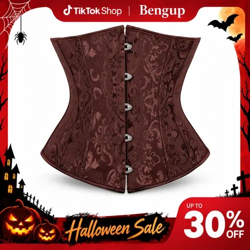 Bengup Underbust Corsets for Women Black Corset Top Waist Trainer Fashion Bustier Plus Size Gothic Corset for Halloween Costumes Parties Minimalist Basic Shapewear Bodysuit 9427-Z1