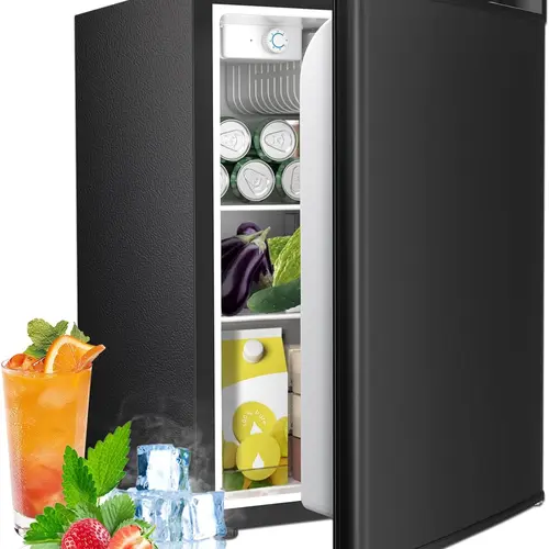 COWSAR Compact Portable Mini Fridge with Separate Freezer - 1.6/2.6 Cu.Ft Space, Single-Door, 7 Temp Settings (0℉-32℉), 2 Removable Shelves, 0.66kwh/day, Precise Cooling, 40db Quiet Operation, Adjustable Levelling Feet for Apartment, Dorm, Portable Fridge