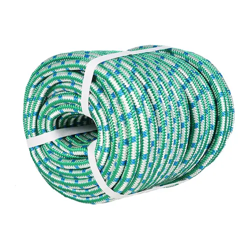 Findmall 1/2 in 16-Braid Polyester Marine Synthetic Rope, 150 FT Tri-Color (Green White Blue, Orange Blue Black), 6180lb Rainready Strength, Milking Core Hold, for Docks, Gardening, Cargo Tie-Down