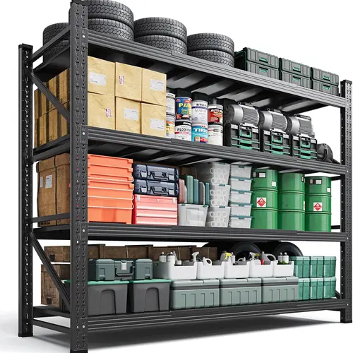 Letaya Heavy-Duty Metal Shelves for Storage - Adjustable Racks with Seamless 1-Piece Solid Columns, 60"H/70"H/80"H Corrosion Resistant Steel, 5000 lbs Capacity, Locking Pins, Assembly Required for Garage Organization (Bulk Storage Organizer, Black)