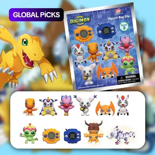 Digimon Adventure Officially Licensed 3D Character Mystery Bag Clip, Random Keychain Collectible with Agumon or Other Characters, Birthday Gift for Anime Fans, Desk Ornament or Backpack Pendant, Collectible Keychains #GLOBAL PICKS