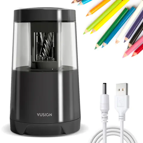 FINENOLO Electric Sharpening Pencil Sharpener - Heavy-Duty Blade, Quick Results, 6-8mm Coloring Pencils & Supplies, AC Adapter/Battery Operated Office Stationery for Office Workers, School Classroom, Home