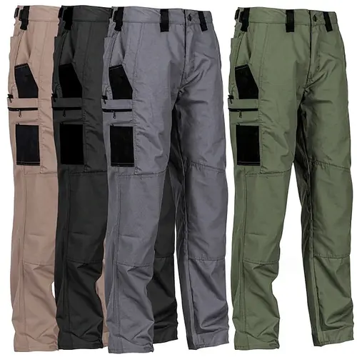 HOMUG Men's Plain Waterproof Tactical Cargo Trousers - Regular Fit, Zip-Fast Access, Athletic Sports Pockets, Abrasion Resistant, Ankle-Length, Autumn Outdoor Training Casual Bottoms (Check Size Chart; Size Up for Looser Fit)