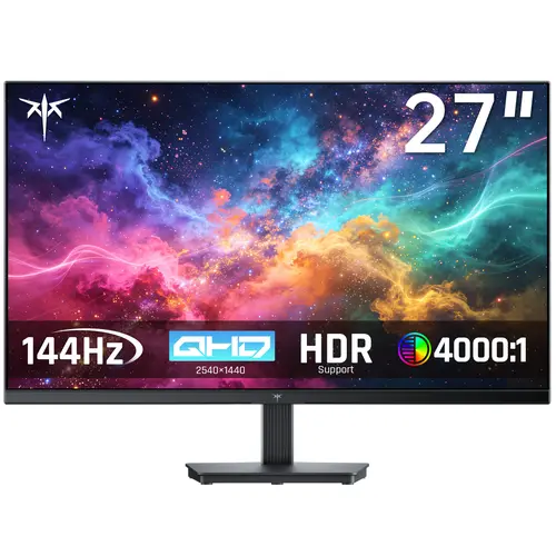 KTC H27T27S 27" 2K QHD 144Hz VA Panel PC/Gaming Monitor, 2560*1440 Resolution, 2 HDMI+DP Ports, 1*DisplayPort 1.4, 1*Power Adapter, Frameless, Low Blue Light, HDR10, FreeSync/G-Sync, Ergo Tilt, Mount-Compatible for Casual Gaming & Working