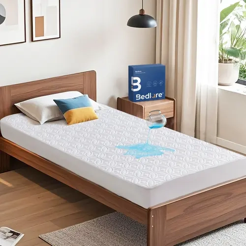 【BEDLORE】 Microfiber Bed Sheets Set - Luxurious Big Copper Coins Design, 18" Deep Pocket Waterproof Sweatproof Stain Resistant Super Soft Fitted Sheet, Hotel-Grade Diamond Stitch Bedding, Breathable Noiseless Wrinkle-Resistant (California King, Twin XL),