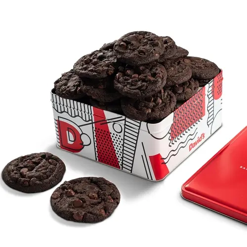 DAVID'S COOKIES Fresh Baked Double Chocolate Chunk Cookie Gift Tin, Soft and Chewy, Kosher Certified, 2 lb