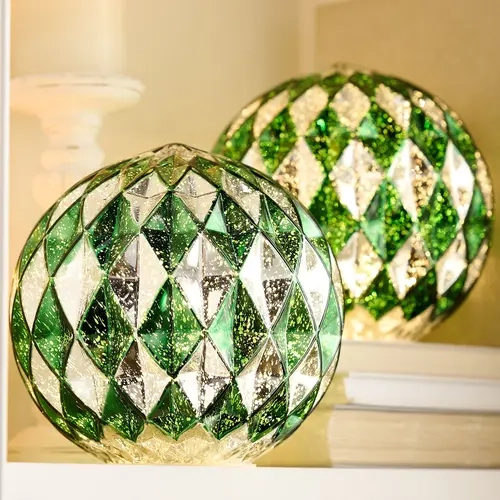 Set of 2 8" Illuminated Harlequin Spheres by Valerie