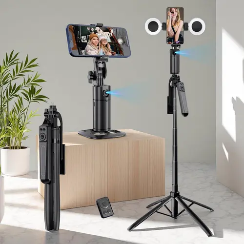 5 in 1 Face Tracking Gimbal with 70 Inch Tripod, Wireless Selfie Remote, Fill Light, 360 Degree Rotating Stabilizer for Video and Photography, Smartphone Vlogging Kit, Selfie Vlogging Accessory