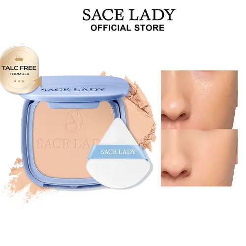 SACE LADY Pressed Blurring Face Powder - 0.35Oz Talc-Free Waterproof Oil Control Base Powder, Neutral Makeup Products, All-Day Matte Finish, Airbrush Flawless Look, Titanium Compact, Included Puff, Multiple Shades (Translucent/Banana/Neutral) for Adults