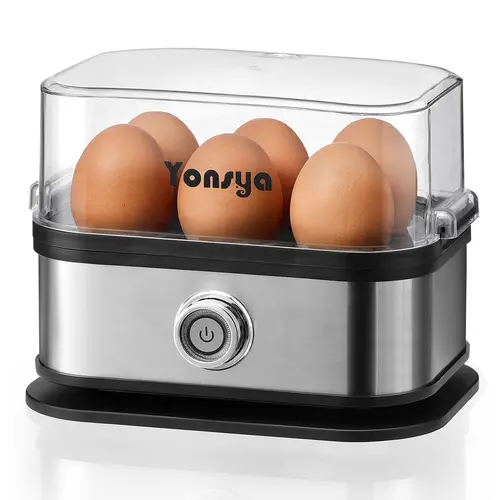 Cook with Color Rectangular 6-Egg Electric Egg Cooker - Hard/Soft Control, Auto Shut Off, Convenient Easy-to-Use Controls, Effortless Fast Cooking, Stainless Steel Measuring Cup & Lid, Easy-Clean Parts, Smart Kitchen Appliance for Quick Meal Prep