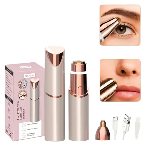 OANVA Women's 2-in-1 Electric Eyebrow Trimmer - Multifunctional Hair Shaver, Facial/Lip Hair Remover, Eyebrow Shaper, USB Rechargeable 5V 1A Machine, Portable Device for Daily Grooming