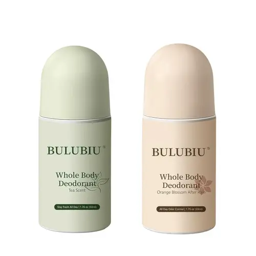BULUBIU Unisex Non Toxic Antiperspirant Deodorant Roll-On - 50ml Quick-Drying, Long-Lasting Sweat & Odor Control, 2 Gentle Scents (Tea, Orange Blossom) for Adults' Underarm Care, Ideal for Dating