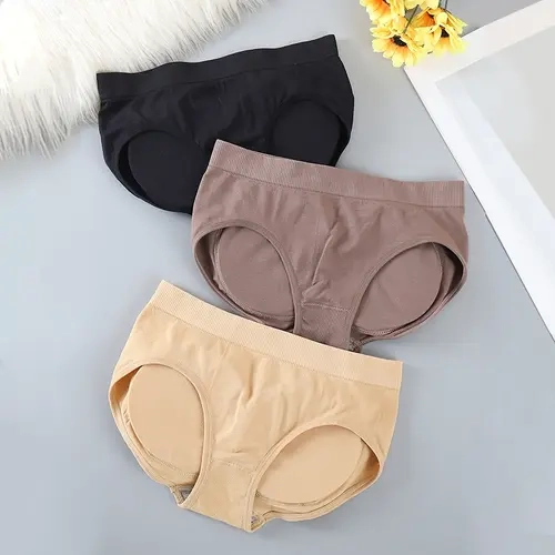 Women's Basic Minimalist Shapewear Panties - 3-Pcs (151#3 Pcs(Mix Colors)) Triangular Fake Butt Padded Breathable Butt-Lifting Underwear for Christmas, Wedding