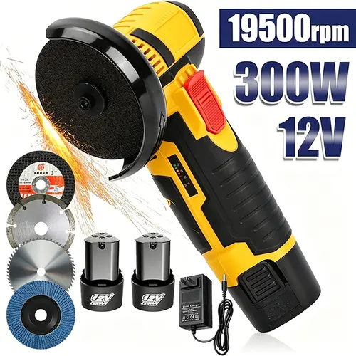 【T-M】Cordless Mini Brushless Angle Grinder Kit, 1 Set Multi-purpose Rechargeable Grinding Tool With 2×Lithium Batteries, , Polishing Grinding Machine for Cutting, Diamond Cordless Power Tools, Tools and Gadgets Portable