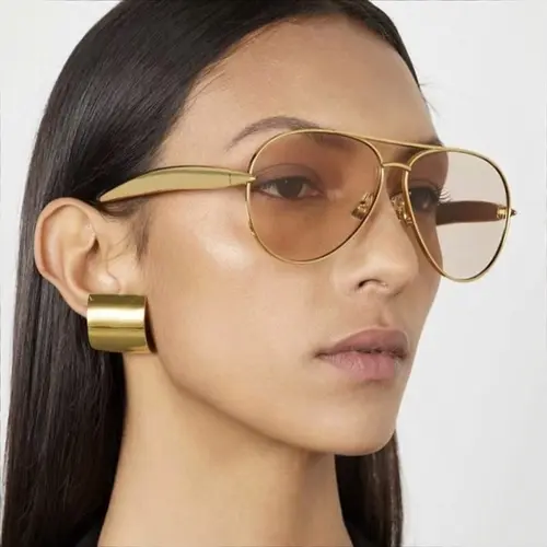 〖Summer Vibes〗1/2 PCS Large Frame Double Beam Metal Fashion Glasses Toad Glasses Advanced Retro Personality Versatile Daily Wear Street Photography Vacation Travel Beach Accessories Gold Color Sleek Rectangular Sunglasses Acetate Sunglasses