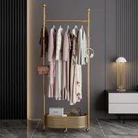 Multifunctional coat rack with storage basket 360° movable rotation｜Bedroom and living room storage artifact｜Hanging clothes/hats/bags/scarves｜Space-saving and stylish home｜Home essential Garment Rack Modern