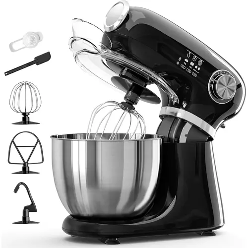 Kismile 5.5-Quart Electric Tilt-Head Stand Mixer - 12 Speeds, Stainless Steel Bowl, Dough Hook, Whisk, Beater, ABS Body, Scraper, Anti-Slip Suction Cups - Powerful Baking Mixer for Baking Bread, Cakes - Household & Kitchen Appliances