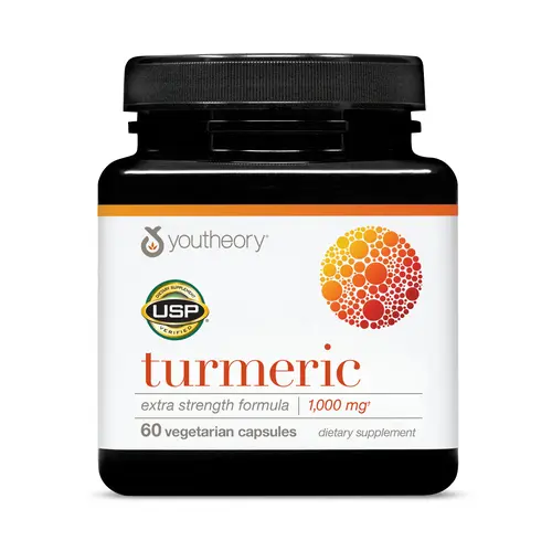 Youtheory Turmeric Extra Strength Health Dietary Supplement - 60 Vegetarian Capsules, 95% Curcuminoids Curcuminoids Extract, Natural Herbal Extracts, Black Pepper Boost